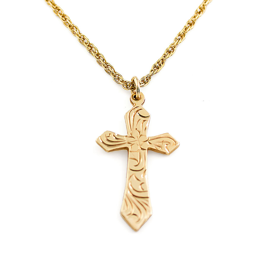 9ct gold 20 inch Cross Pendant with chain